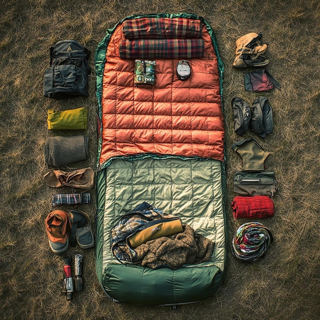 Camping gear with a multilayer sleeping system for varied conditions