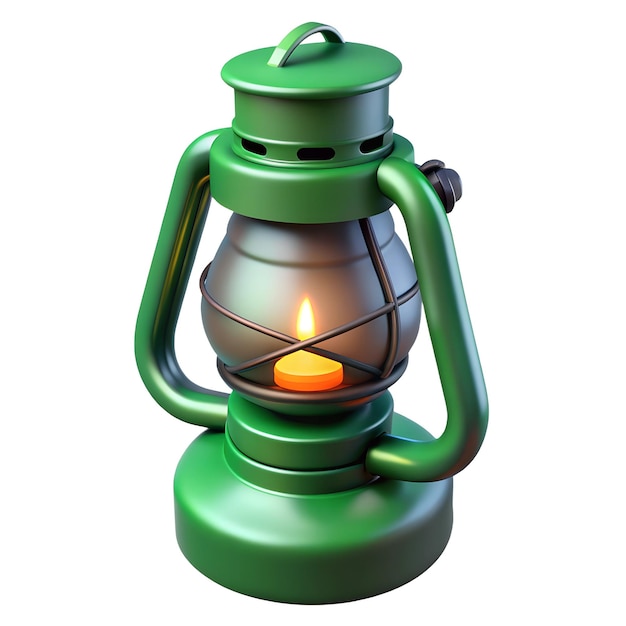 Photo camping lantern green 3d rendered