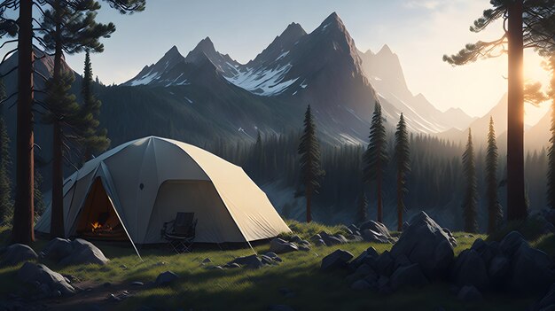 Camping in the montains generated by AI