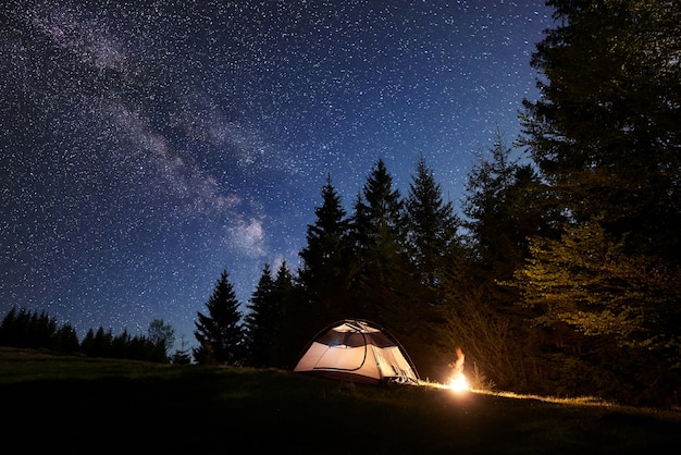 Camping site at night.