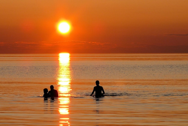 Camping swim in the sea