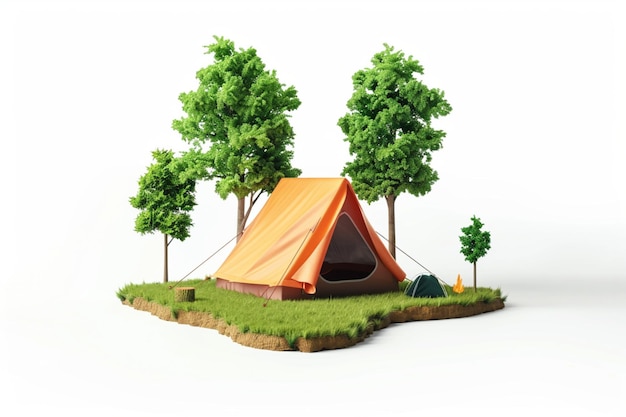 camping tent theme 3D icon with vibrant colors