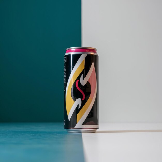 a can of firefox sits on a blue counter