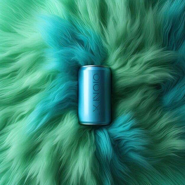 Photo a can of kodak is laying on a green fur