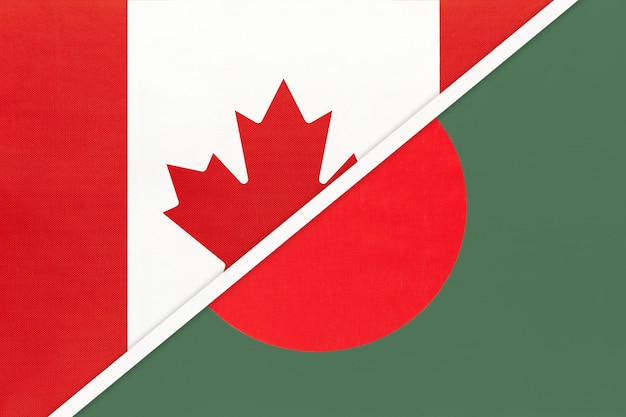 Canada and Bangladesh symbol of country Canadian vs Bangladeshi national flags