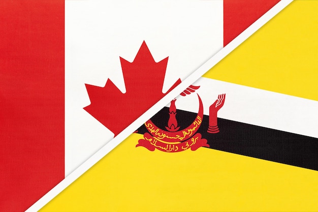 Canada and Brunei symbol of country Canadian vs Bruneian national flags