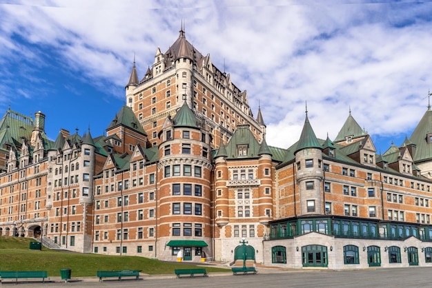 Canada Chateau Frontenac in Quebec historic center located on Dufferin Terrace promenade