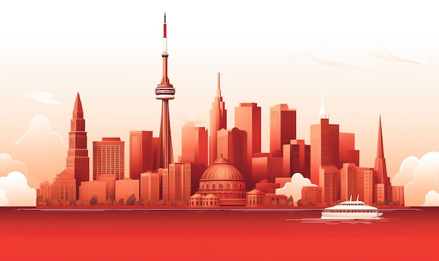 Canada day banner with flag and balloon background with city skyline Ai Generated