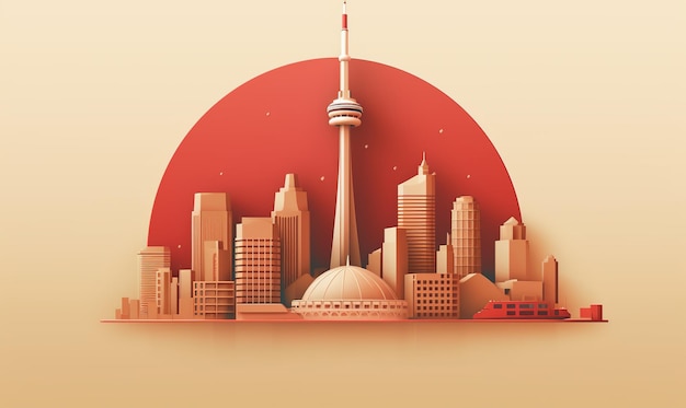 Canada day banner with flag and balloon background with city skyline Ai Generated