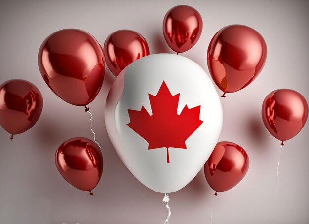 Canada day celebration with balloon logo concept