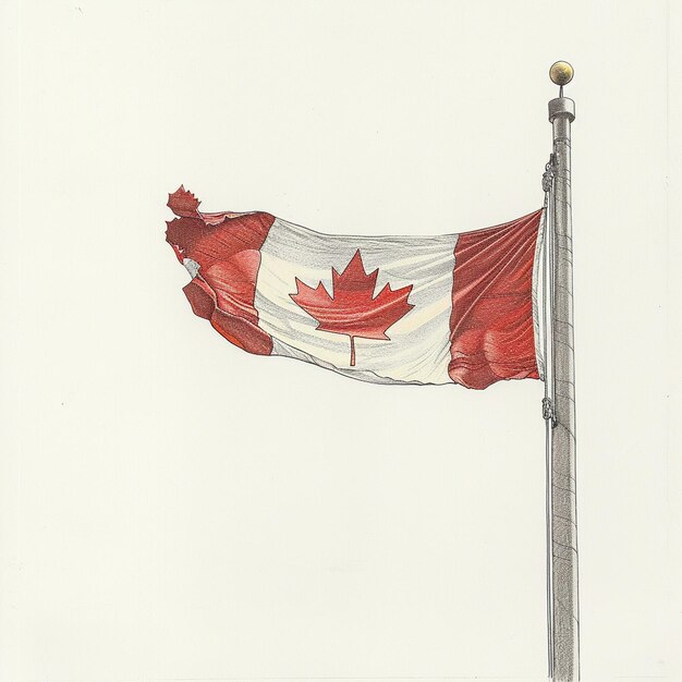 Photo canada flag canadian national flag drawing on white background