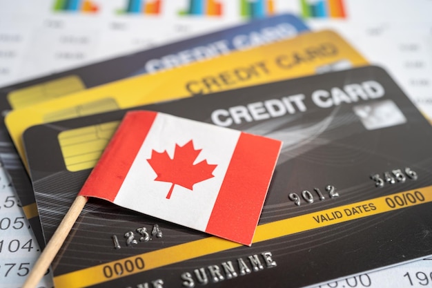 Canada flag on credit card Finance development Banking Account Statistics Investment exchange economy