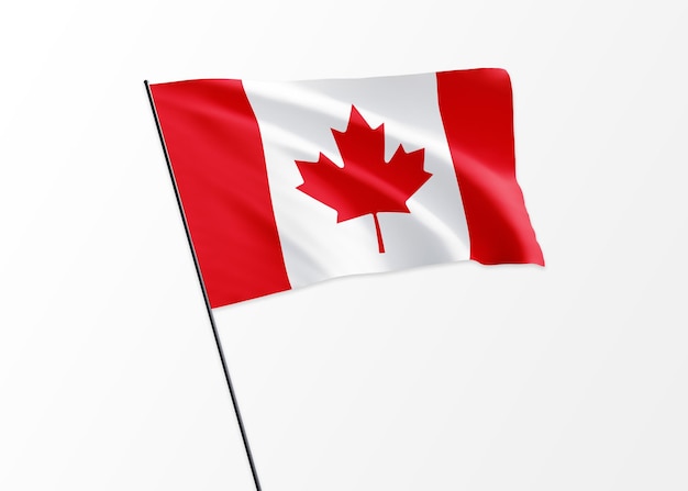 Canada flag flying high in the isolated background. Canada independence day