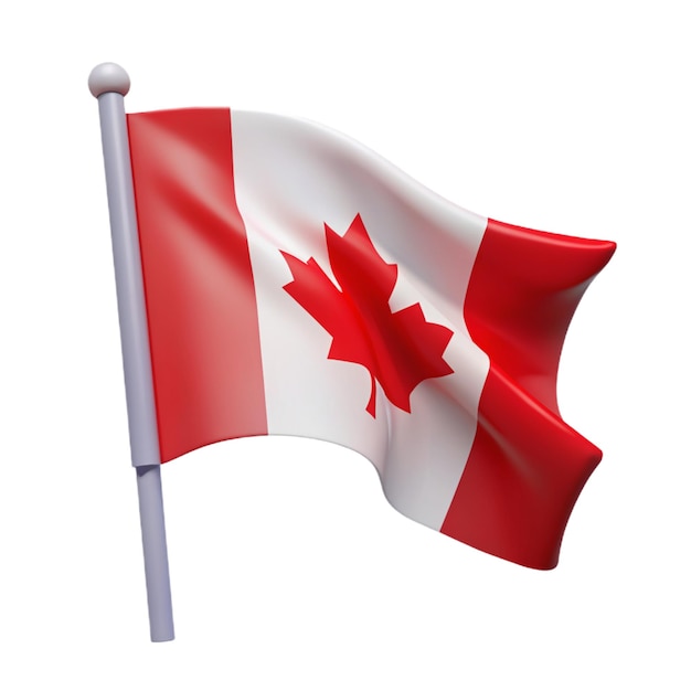 Canada flag waving 3d cartoon style illustration