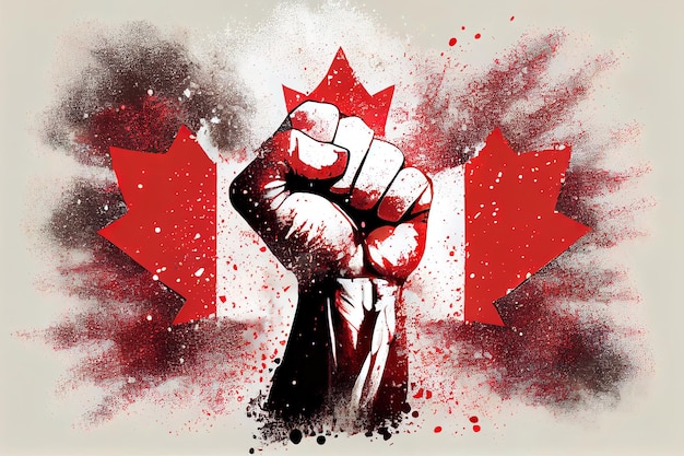 Canada raised fist with powder explosion power protest concept Generative Ai