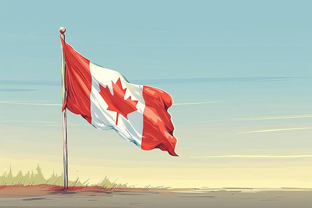 Photo canadian flag waving in the breeze