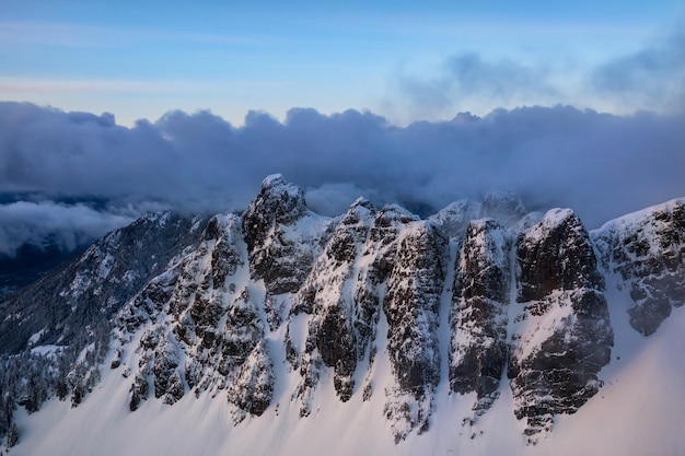 Canadian Nature Background Aerial View of the Mountains with Snow