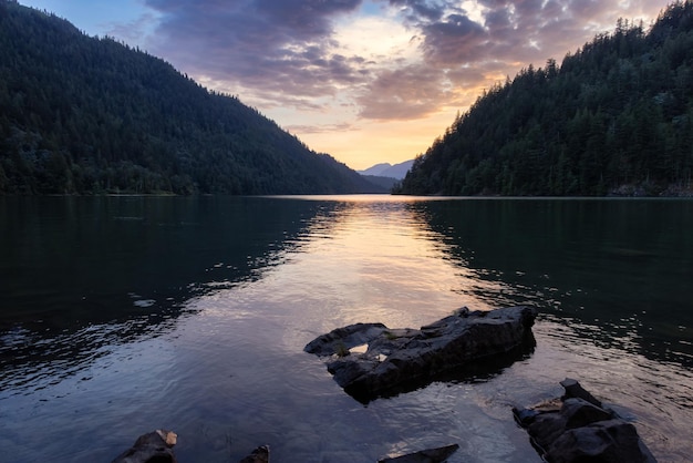 Canadian nature background during colorful sunset