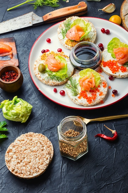 Canapes with smoked salmon