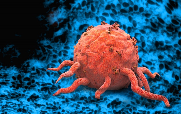 Cancer cells, 3d illustration