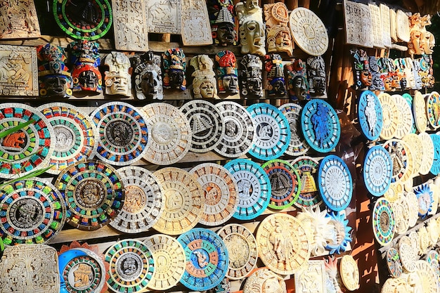 Cancun, Mexico - Nov 23: Maya souvenirs in Cancun, 23 Nov 2019 Cancun, Mexico