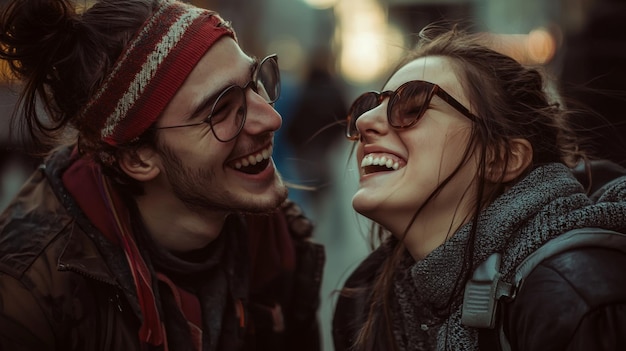 Candid moments of friends laughing together Best friends enjoying time together outdoors