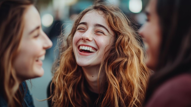 Photo candid moments of friends laughing together best friends enjoying time together outdoors