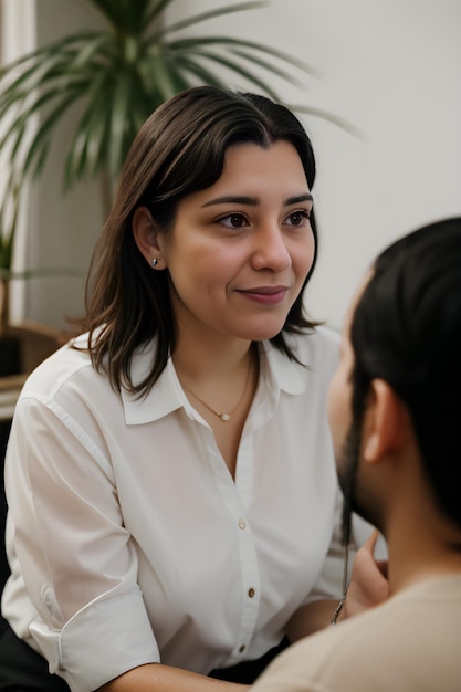 candid shot plussize manager interacting with team member