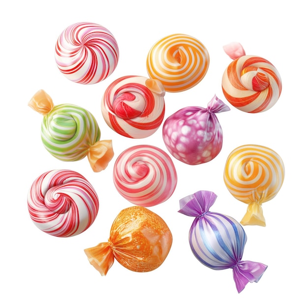 Photo candies on white background highly detailed ai