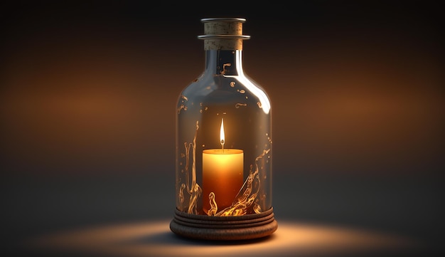 Candle in bottle glass holder large image ai generated art