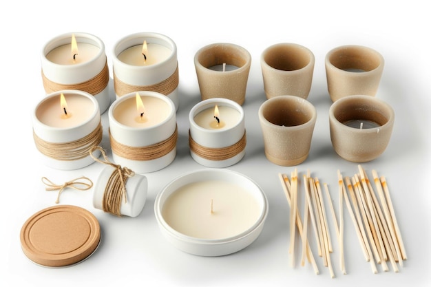 Photo candle crafting isolated in transparent background