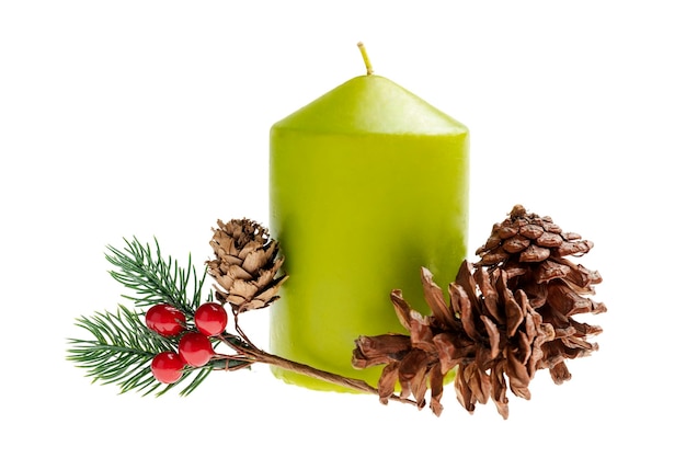 Photo candle and firtree branch