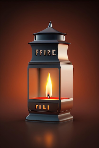 A candle in front of a fire with the word fire on it by ai