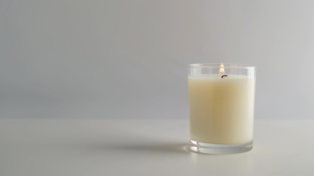 Photo candle in glass on white background