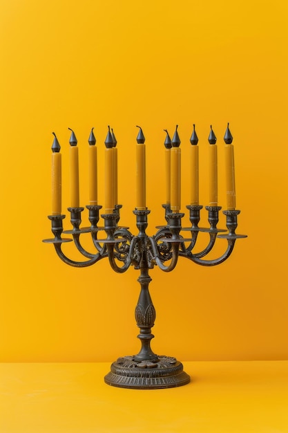 Candle holder with yellow background