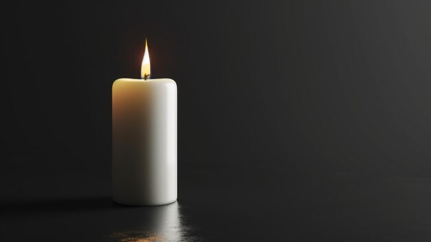 A candle is lit on a dark background