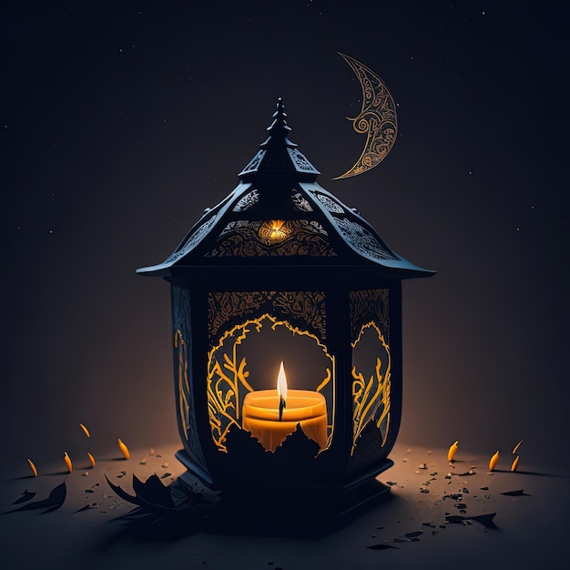 A candle is lit in front of a dark background.