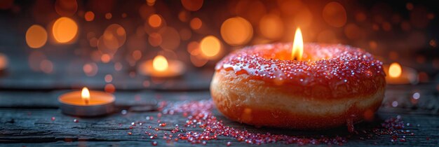 Candle Middle Tasty Doughnut Shiny Sparkles Background HD Illustrations