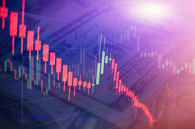 Candle stick graph chart of stock market investment trading, Stock exchange concept design and background.