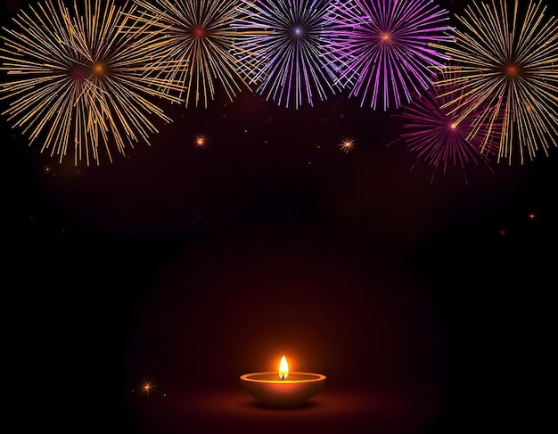 Photo a candle that has fireworks in the background and a picture of fireworks