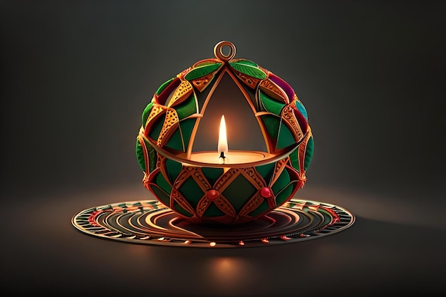 A candle that is lit up in a circle