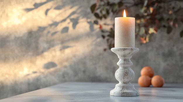 Photo a candle that is lit up on a table