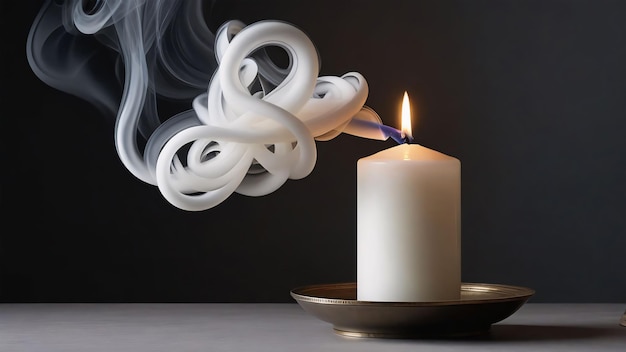 a candle that is lit up with smoke coming out of it