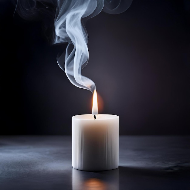 Photo a candle that is lit with smoke coming out of it