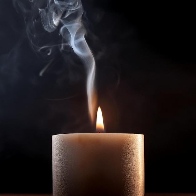 Photo a candle that is lit with smoke coming out of it