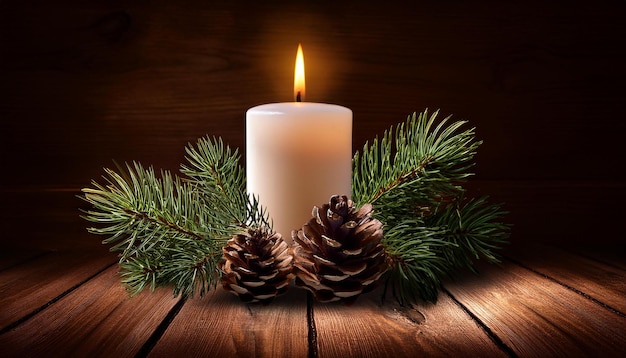 Photo a candle that is lit on a wooden table