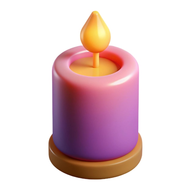 a candle that is purple and orange