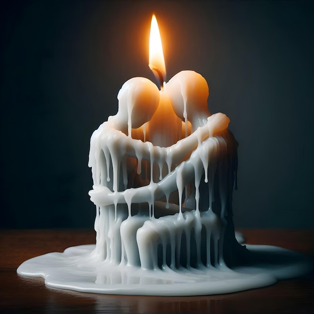 a candle wax look like two figures in loving embrace lighting up