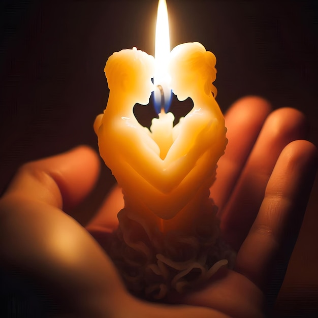 a candle wax look like two figures in loving embrace lighting up