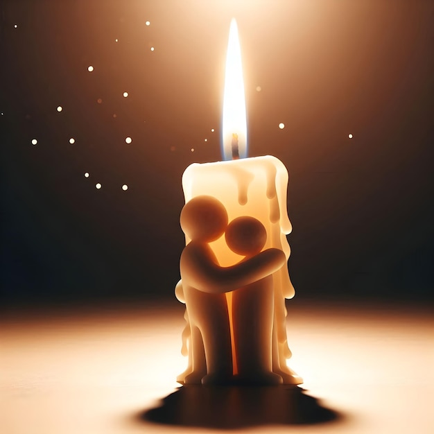 a candle wax look like two figures in loving embrace lighting up